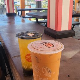 Thai tea and Passion fruit Bobba. So delicious Thai tea and Passion fruit Bobba. So delicious