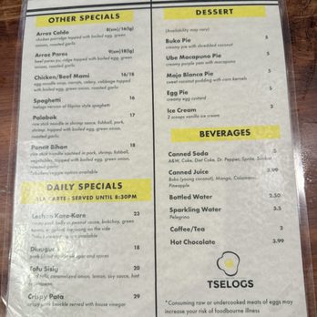 Tselogs - Menu - Filipino Near Me - Daly City, California Tselogs - Menu - Filipino Near Me - Daly City, California