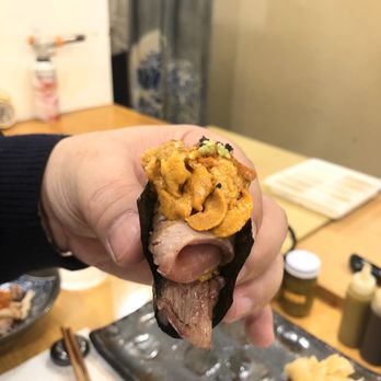 Sushi By M - Big Mac - special piece with wagyu, toro, and uni - Sushi Bars Near Me - New York, New York Sushi By M - Big Mac - special piece with wagyu, toro, and uni - Sushi Bars Near Me - New York, New York