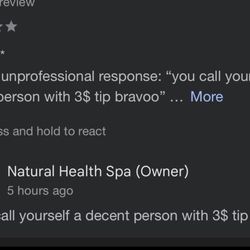 Natural Health Spa - Response to complaint