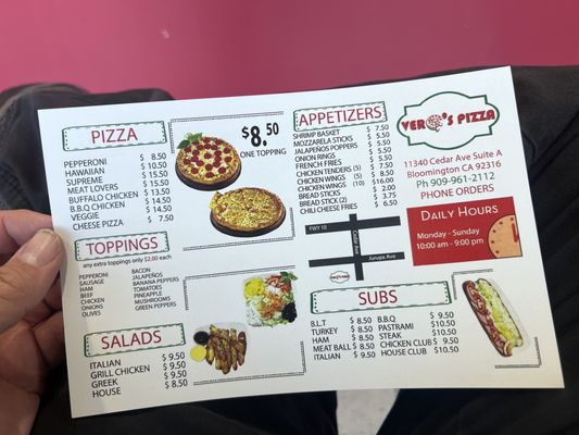 Menu photo 2 Vero's pizza Bloomington, CA