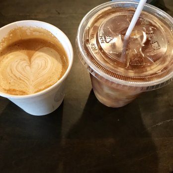 Receiver Coffee - A cappuccino with an Iced Americano with almond milk. - Cafes Near Me - Charlottetown, Prince Edward Island