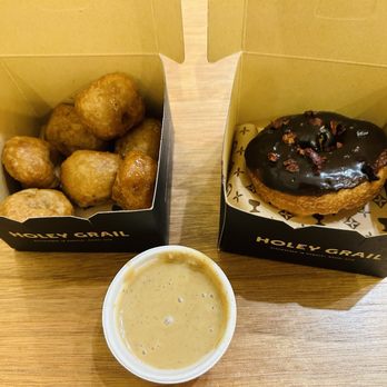 Holey Grail Donuts - 2/7/25 Special made to order donut holes & classic chocolate with cacao nibs sprinkles - Donuts Near Me - Long Beach, California Holey Grail Donuts - 2/7/25 Special made to order donut holes & classic chocolate with cacao nibs sprinkles - Donuts Near Me - Long Beach, California