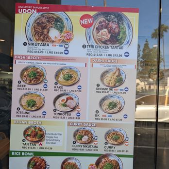 Marugame Udon - Menu on door - Japanese Near Me - San Gabriel, California