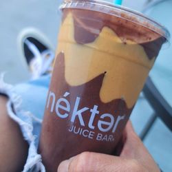 Nektar Juice Bar - Chocolate peanut butter (sub with almond butter) is really good. it is over $11 for the bigger size though. Cha ching!