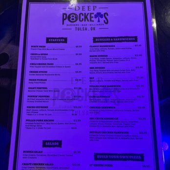 Deep Pockets Billiards & Bistro - Menu - Sports Bars Near Me - Tulsa, Oklahoma Deep Pockets Billiards & Bistro - Menu - Sports Bars Near Me - Tulsa, Oklahoma