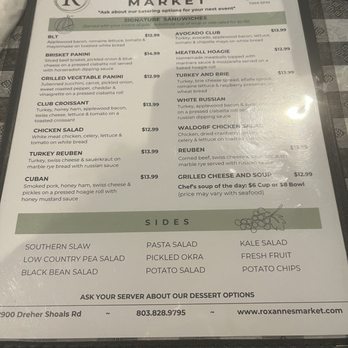 Roxanne’s Market - Menu as of 12/23 - Salad Near Me - Columbia, South Carolina Roxanne’s Market - Menu as of 12/23 - Salad Near Me - Columbia, South Carolina
