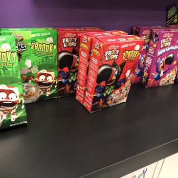 Gummi Boutique - a row of cereal boxes - Candy Stores Near Me - Calgary, Alberta