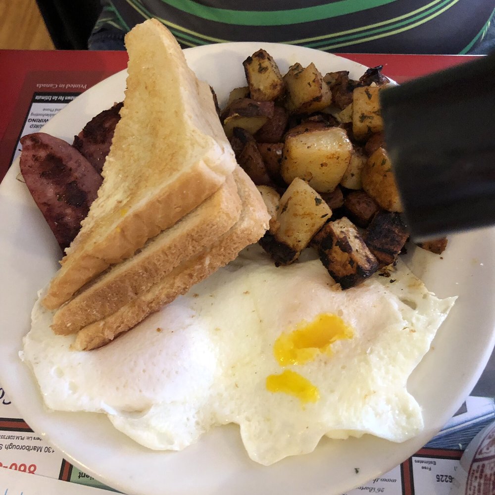 Eggs Up Restaurant - Home fries, kielbasa, eggs, toast - Breakfast & Brunch Near Me - Portland, Connecticut Eggs Up Restaurant - Home fries, kielbasa, eggs, toast - Breakfast & Brunch Near Me - Portland, Connecticut