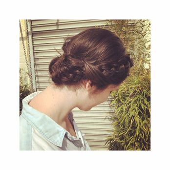 The Fig Salon - Messy braided updo by Alexis - Hair Salons Near Me - Los Angeles, California The Fig Salon - Messy braided updo by Alexis - Hair Salons Near Me - Los Angeles, California