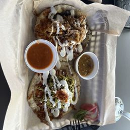 Cochitina Pibil-(pork) Taco and Chicken mole verde Taco Cochitina Pibil-(pork) Taco and Chicken mole verde Taco