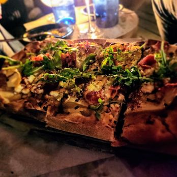 Cantine Winepub - Pinsa (flatbread pizza) with prosciutto, pear & cheese - Wine Bars Near Me - Aptos, California Cantine Winepub - Pinsa (flatbread pizza) with prosciutto, pear & cheese - Wine Bars Near Me - Aptos, California