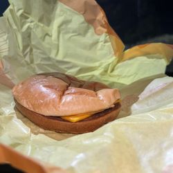 McDonald's - Gross cheeseburger. Looks like a smashed piece of crap.