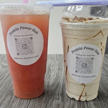Protein Power Hub - Pralines & Cream Protein Meal & our Hydrating thirst quencher! - Juice Bars & Smoothies Near Me - Riverside, California Protein Power Hub - Pralines & Cream Protein Meal & our Hydrating thirst quencher! - Juice Bars & Smoothies Near Me - Riverside, California