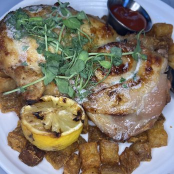 Glass & Vine - Brick Roasted Half Chicken - New American Near Me - Miami, Florida