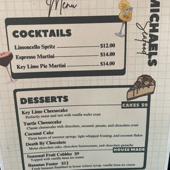 Michael's Seafood Restaurant - Dessert menu. Sorry, no cheesecake photo! - Seafood Near Me - Carolina Beach, North Carolina Michael's Seafood Restaurant - Dessert menu. Sorry, no cheesecake photo! - Seafood Near Me - Carolina Beach, North Carolina