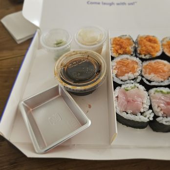Mikado - Three rolls to go. $17. Spicy tuna (sucked,) salmon (good,) yellowtail scallion (tasty) - Sushi Bars Near Me - New York, New York