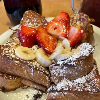 Loaded Cafe - French Toast topped with bananas and strawberries...delicious! - American Near Me - Placentia, California