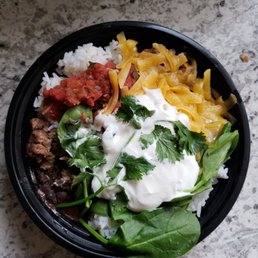 The burrito bowl minus avocado and tomatoes The burrito bowl minus avocado and tomatoes