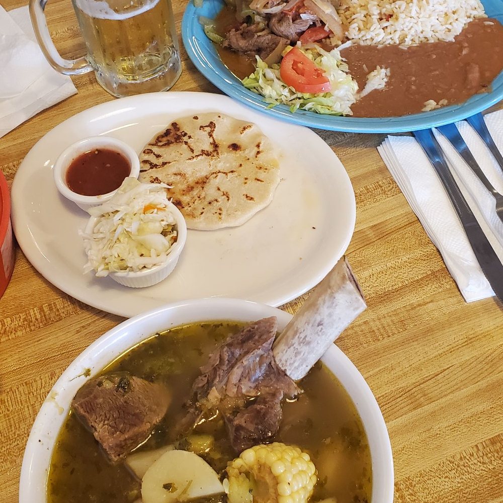 La Sonsonateca Restaurant  - Pupupas.  Beef soda and steak plate. - Mexican Near Me - Sacramento, California