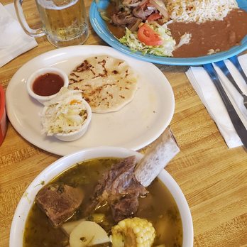La Sonsonateca Restaurant  - Pupupas.  Beef soda and steak plate. - Mexican Near Me - Sacramento, California