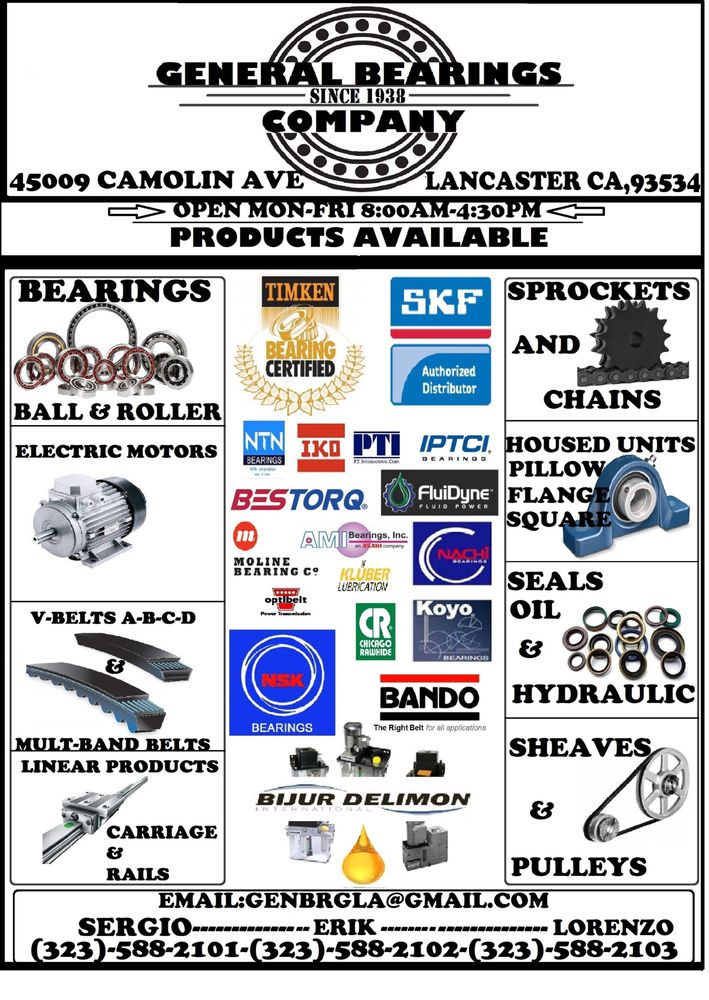 GENERAL BEARINGS COMPANY 4875 Pacific Blvd, Los Angeles, California
