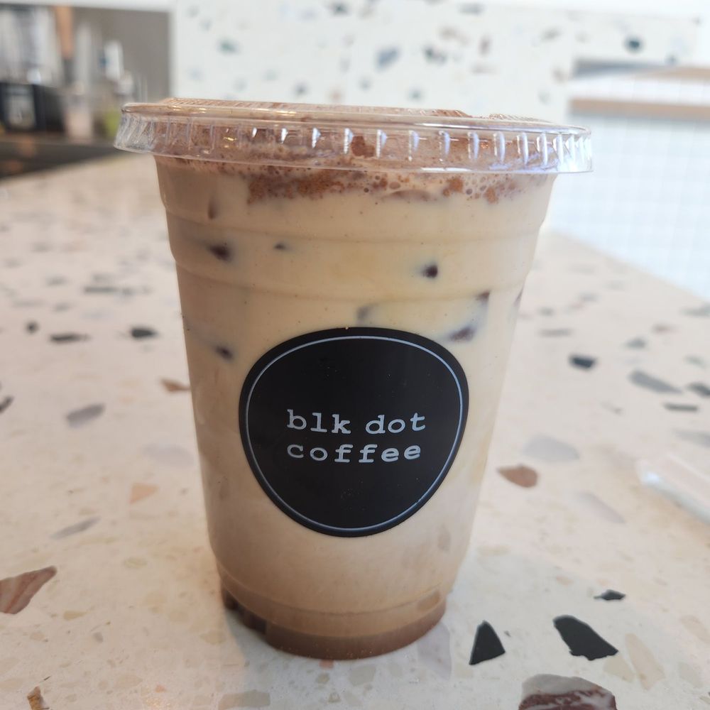 Blk Dot Coffee - Regular size, iced spicy honey oat milk latte!! So good! - Breakfast & Brunch Near Me - Cypress, California