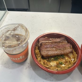 Maxwell Chicken Rice - Breakfast Bowl and neighboring Ice Coffee Nook delicious paring. - Hainan Near Me - La Palma, California