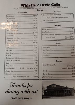 Menu photo 2 Whistlin Dixie Cafe Counce, TN Menu photo 2 Whistlin Dixie Cafe Counce, TN