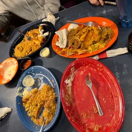 Gorilla burrito (finished), tamales, and flautas