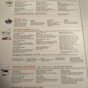 Photo of The Melting Pot - Richmond - Henrico, VA, United States. Updated menu! (Larger font!)
