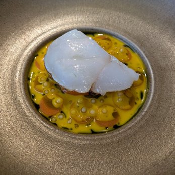 L'Enclume - @endoedibles on Instagram 07/01/26 West Coast monkfish and Sugar Snax carrots, Salted roe and blackcurrant leaves - French Near Me - Cartmel, CMA L'Enclume - @endoedibles on Instagram 07/01/26 West Coast monkfish and Sugar Snax carrots, Salted roe and blackcurrant leaves - French Near Me - Cartmel, CMA