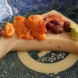 Sakizuke -Tofu, dried kuchiko and wasabi Sakizuke -Tofu, dried kuchiko and wasabi