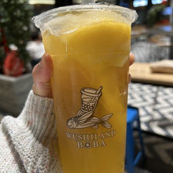 Wushiland Boba - Four seasons tea with mango sorbet - Bubble Tea Near Me - Eastvale, California Wushiland Boba - Four seasons tea with mango sorbet - Bubble Tea Near Me - Eastvale, California