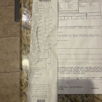 Pep Boys - Just take a look at all these ridiculous charges - Auto Repair Near Me - Fort Walton Beach, Florida Pep Boys - Just take a look at all these ridiculous charges - Auto Repair Near Me - Fort Walton Beach, Florida