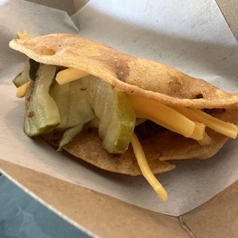 Escuela Taqueria - Crispy Beef & Pickle taco - Mexican Near Me - Los Angeles, California Escuela Taqueria - Crispy Beef & Pickle taco - Mexican Near Me - Los Angeles, California