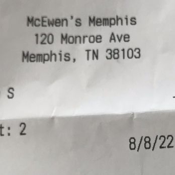 McEwen's Memphis - Receipt - Southern Near Me - Memphis, Tennessee McEwen's Memphis - Receipt - Southern Near Me - Memphis, Tennessee