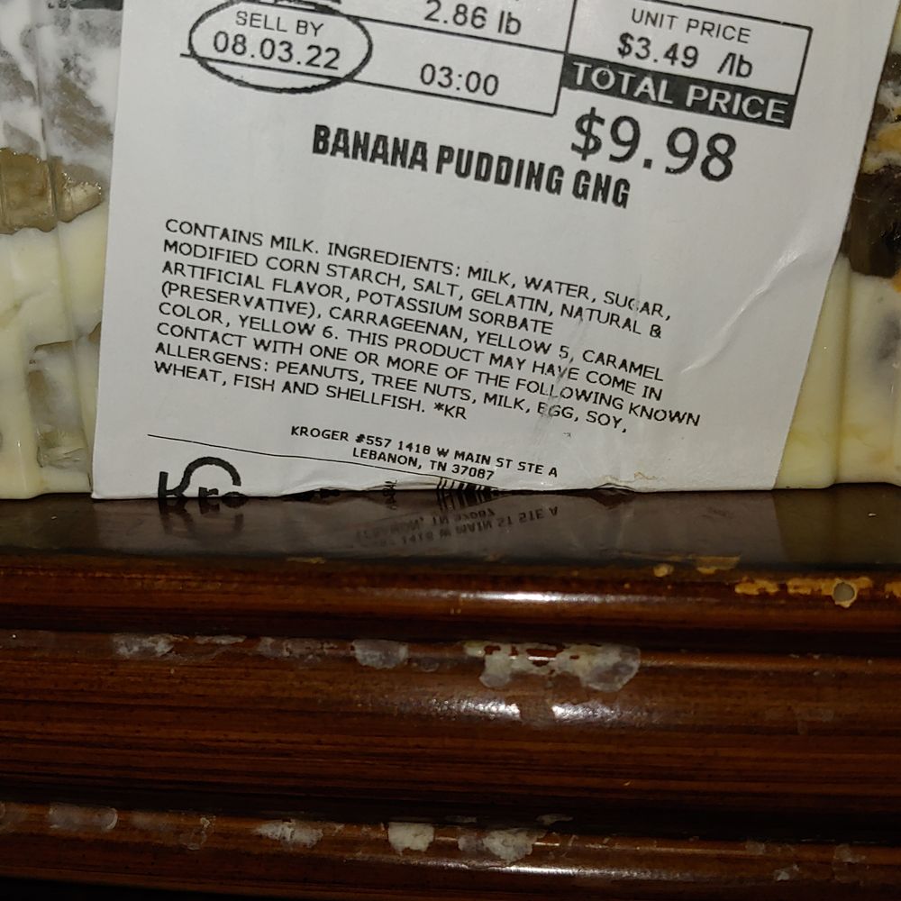 Kroger - a package of banana pudding - Grocery Near Me - Lebanon, Tennessee Kroger - a package of banana pudding - Grocery Near Me - Lebanon, Tennessee