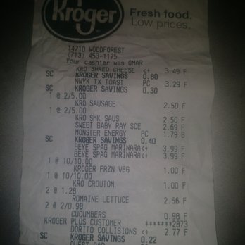 Kroger Food Stores - Thanks to Omar at Kroger for charging me twice on the Veggie Spaghetti Marinara when I only put one in my basket. Unbelievable - Grocery Near Me - Houston, Texas Kroger Food Stores - Thanks to Omar at Kroger for charging me twice on the Veggie Spaghetti Marinara when I only put one in my basket. Unbelievable - Grocery Near Me - Houston, Texas
