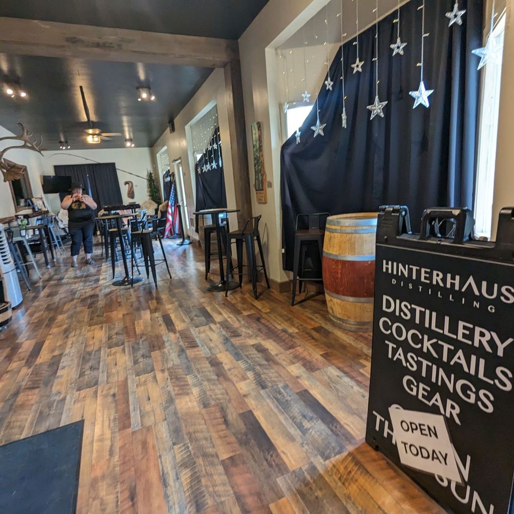 Hinterhaus Distilling - Long view of the tasting room interior. - Distilleries Near Me - Arnold, California