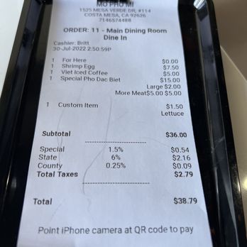 Mo Pho Mi - 1.50 for Lettuce, what?! - Vietnamese Near Me - Costa Mesa, California