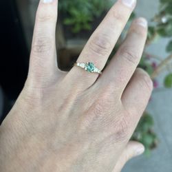 Americut Gems - Center stone is the green Montana sapphire that Rachel at Americut found for me!