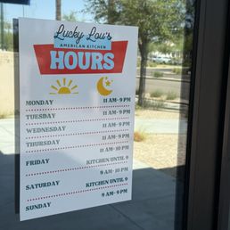 Hours Lucky Lou's 07/25 Hours Lucky Lou's 07/25