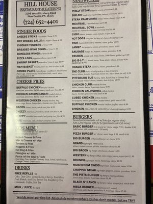 Menu photo 1 Hill House Restaurant New Castle, PA Menu photo 1 Hill House Restaurant New Castle, PA
