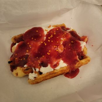 Mirabelle Savannah - Ricotta waffle with berry jam - Coffee & Tea Near Me - Savannah, Georgia Mirabelle Savannah - Ricotta waffle with berry jam - Coffee & Tea Near Me - Savannah, Georgia