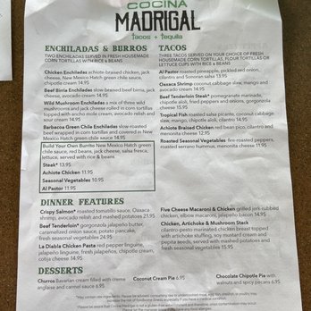 Cocina Madrigal - Menu - Tacos Near Me - Phoenix, Arizona