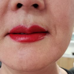 Esther Choi - After full Lips and little bit wider Lips, first day...After 4days color is fade out...good looking..