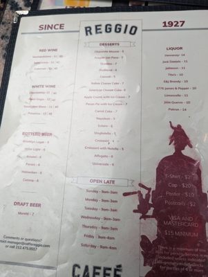 Menu photo 5 Caffe Reggio New York, NY Menu photo 5 Caffe Reggio New York, NY