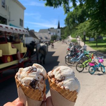 Good Day Cafe - I've cream cones with the cute town/park behind. - Cafes Near Me - Mackinac Island, Michigan Good Day Cafe - I've cream cones with the cute town/park behind. - Cafes Near Me - Mackinac Island, Michigan