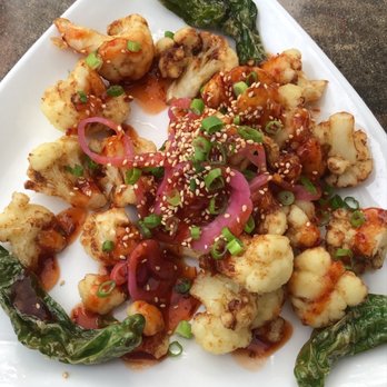 Gertrude's - Vegan fried cauliflower with sweet chili sauce - New American Near Me - Phoenix, Arizona Gertrude's - Vegan fried cauliflower with sweet chili sauce - New American Near Me - Phoenix, Arizona